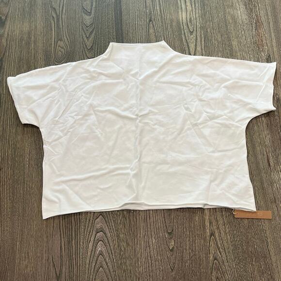 NWT Skims Raw Edge Super Cropped Tee Mock Neck Short Sleeve Stretch Marble 4X - Picture 1 of 4